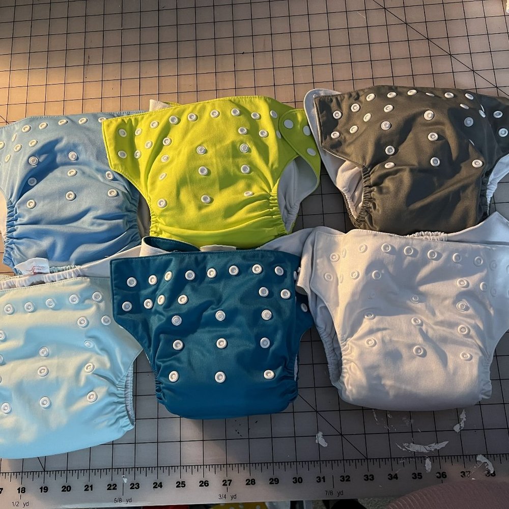6 OS ALVABABY Cloth Pocket Diapers with Inserts - NO STAINING